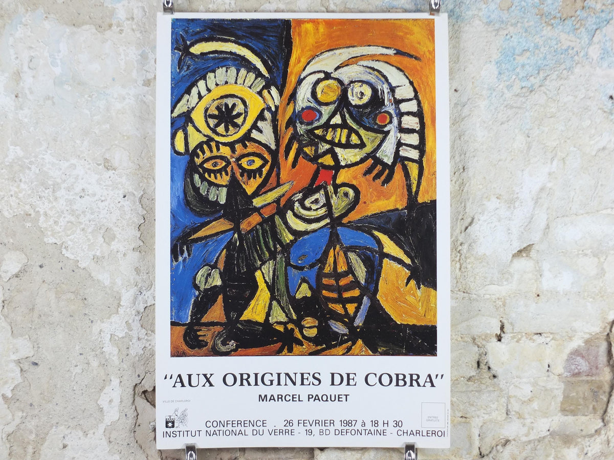1987 Carl-Henning Pedersen Poster, The Origins of CoBrA, COBRA movement, gallery exhibition, wall art decor