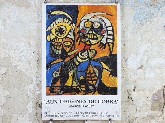 1987 Carl-Henning Pedersen Poster, The Origins of CoBrA, COBRA movement, gallery exhibition, wall art decor
