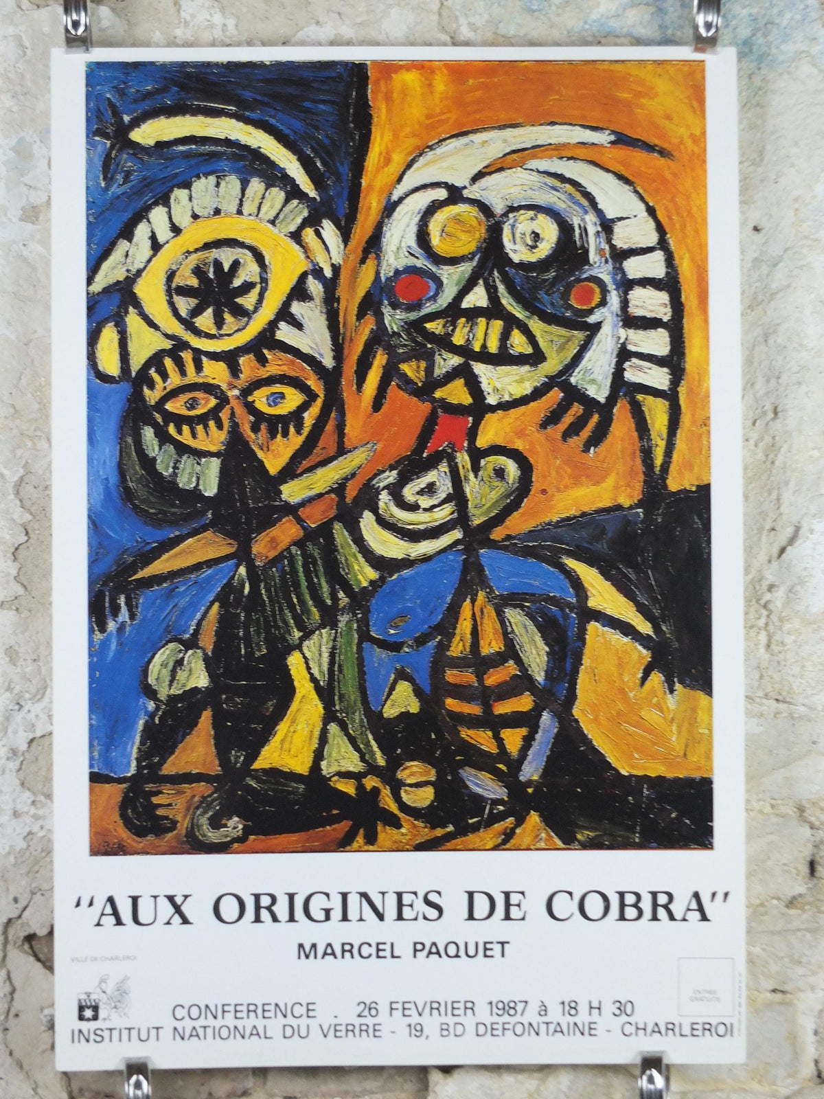 1987 Carl-Henning Pedersen Poster, The Origins of CoBrA, COBRA movement, gallery exhibition, wall art decor