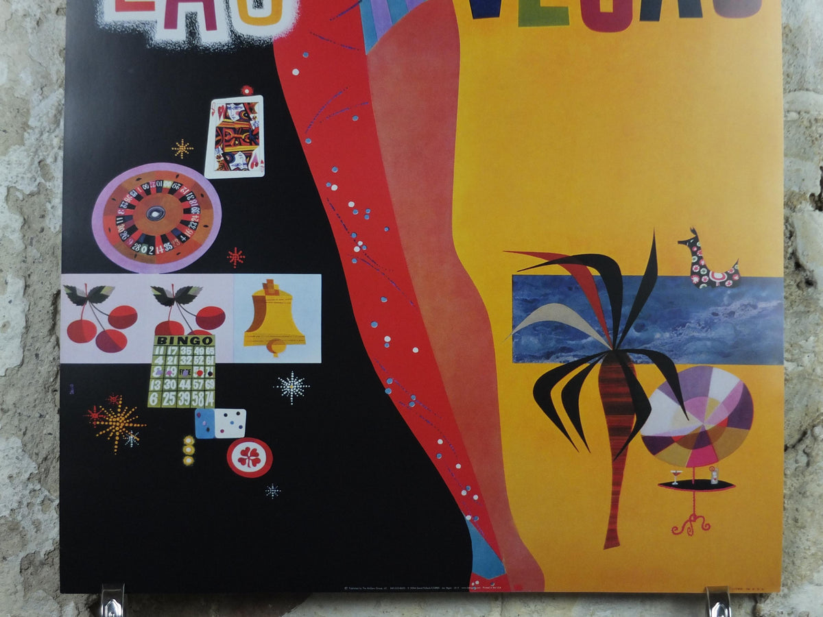 2004 Las Vegas Poster, Showgirl, gaming in the desert, Fly TWA, David Klein, travel wall art decor