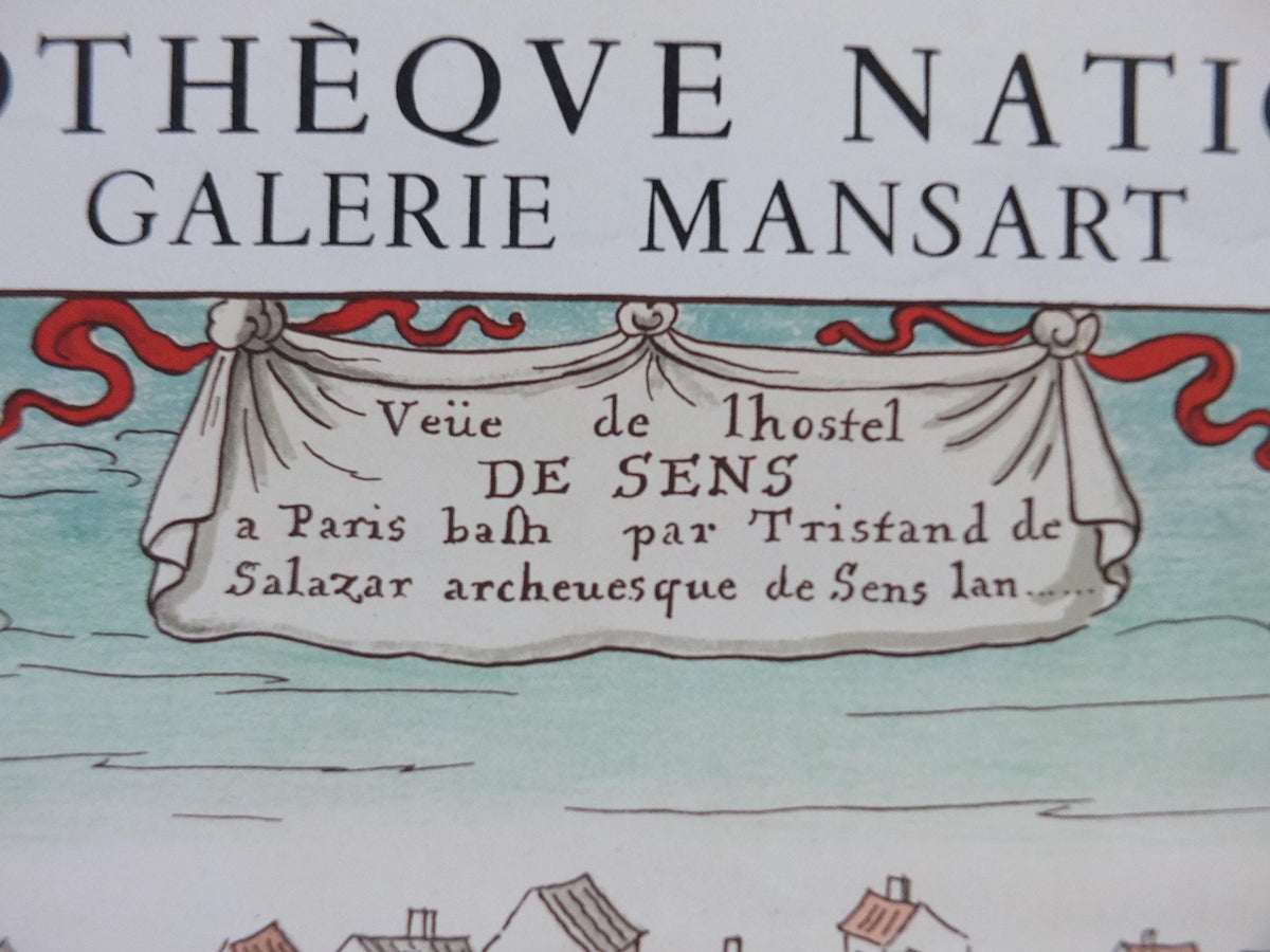 1964 Paris Views Poster, Roger de Gaignieres, Hotel de Sens, La France Monumentale vers 1700, Bibliotheque Nationale Paris, wall art decor