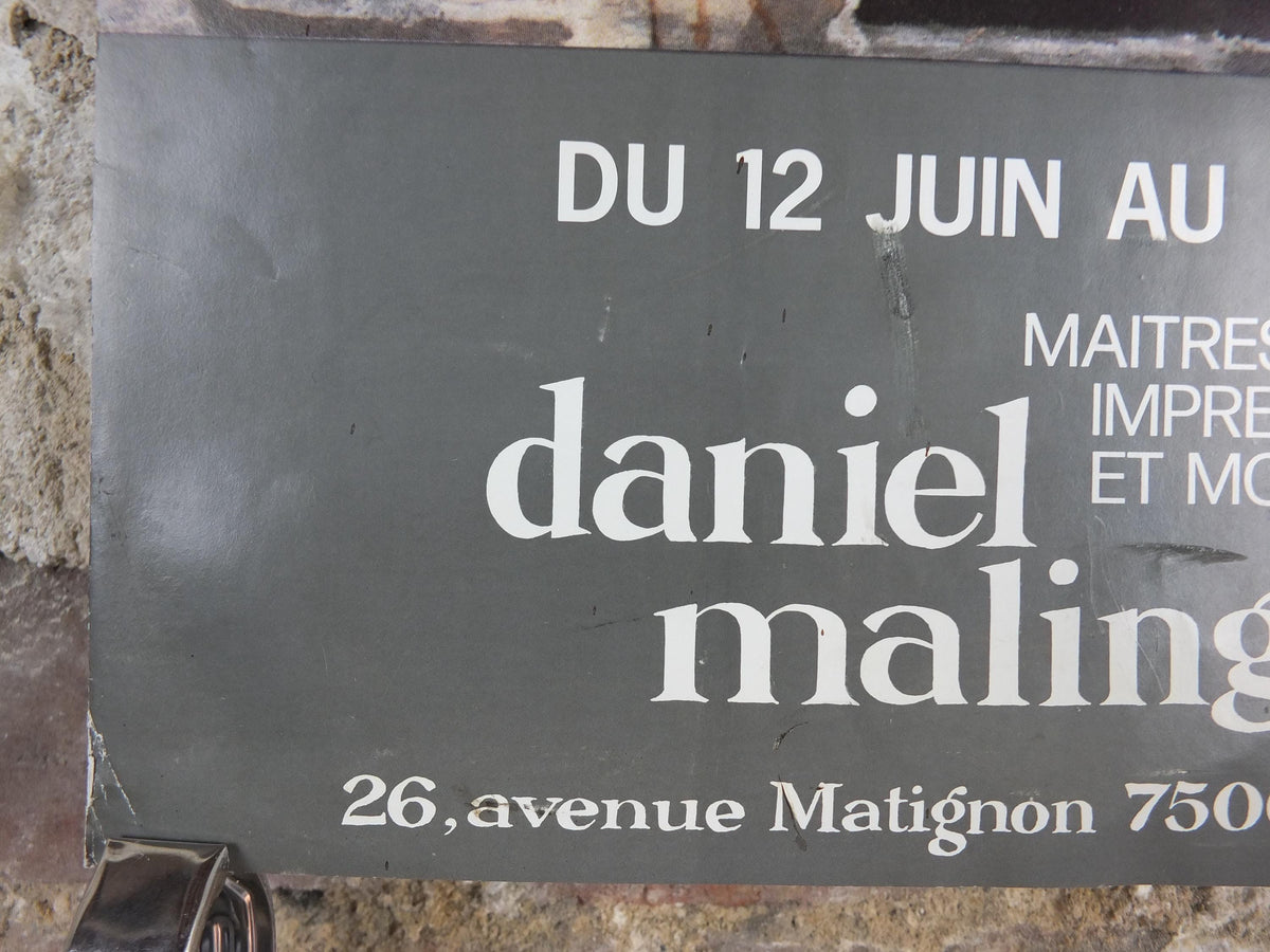 1970s Georges Braque Poster, Still life with fruit & guitar, Daniel Malingue Paris, Cubism, Fauvism, gallery exhibition, wall art decor