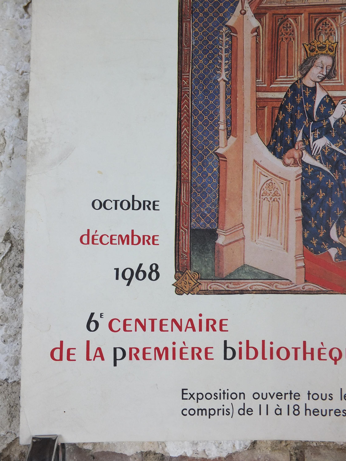 1968 King Charles V Poster, French Royal Library : 600 years anniversary, Bibliotheque Nationale Paris, wall art decor