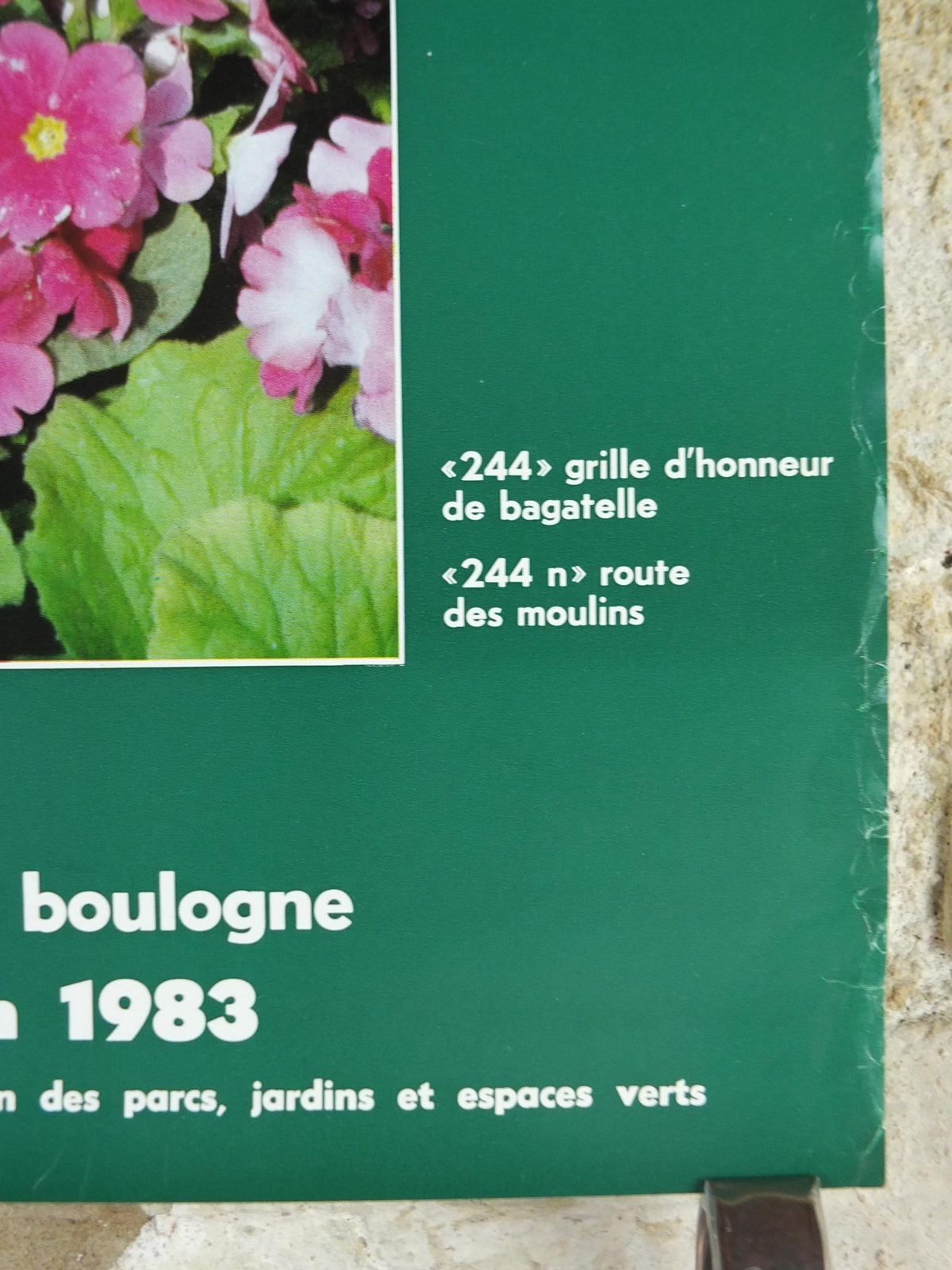 1984 Gardens of Paris Poster, Primula Mairie de Paris Flower Show, Trianon Paris, Garden botanical flora plants blooms, wall art decor