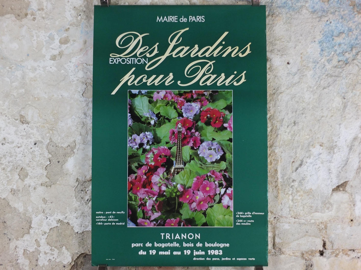 1984 Gardens of Paris Poster, Primula Mairie de Paris Flower Show, Trianon Paris, Garden botanical flora plants blooms, wall art decor