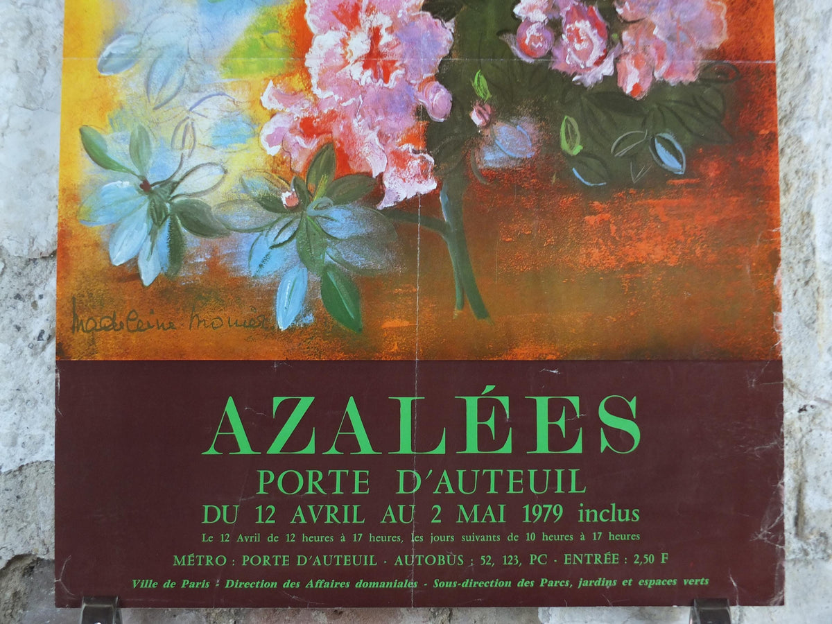 1979 Azaleas Poster, Azelees, Mairie de Paris Flower Show, Porte d'Auteuil, Jardin des Serres d'Auteuil, Garden botanical, wall art decor