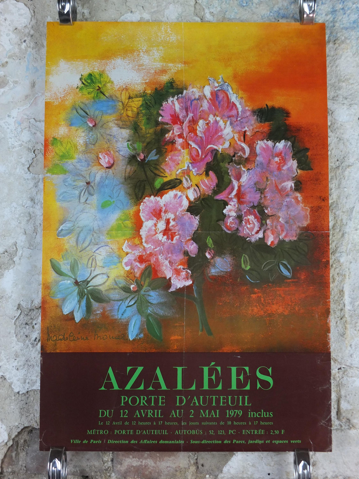 1979 Azaleas Poster, Azelees, Mairie de Paris Flower Show, Porte d'Auteuil, Jardin des Serres d'Auteuil, Garden botanical, wall art decor