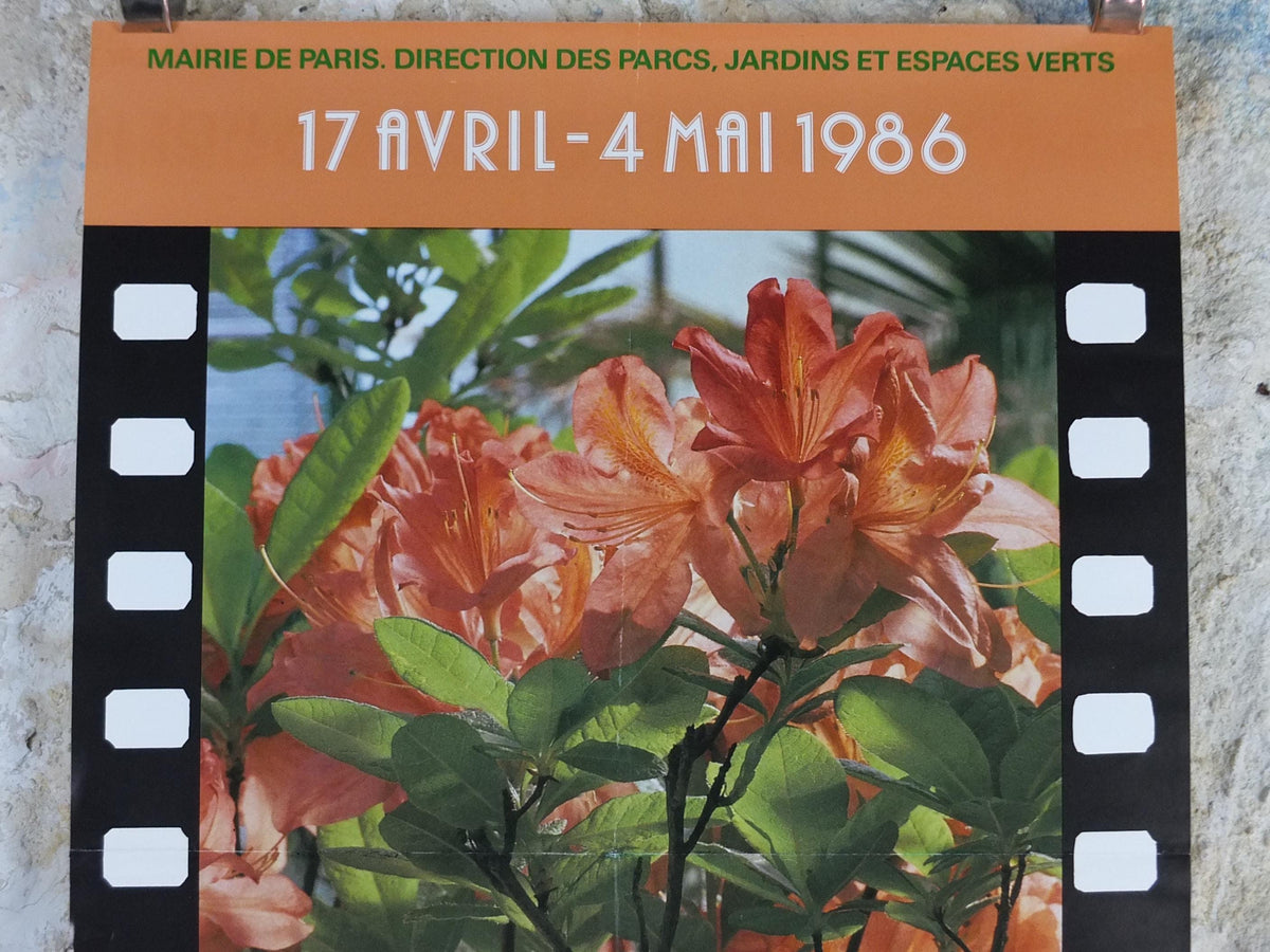 1986 Azaleas Poster, Azelees, Mairie de Paris Flower Show, Porte d'Auteuil, Jardin des Serres d'Auteuil, Garden botanical, wall art decor