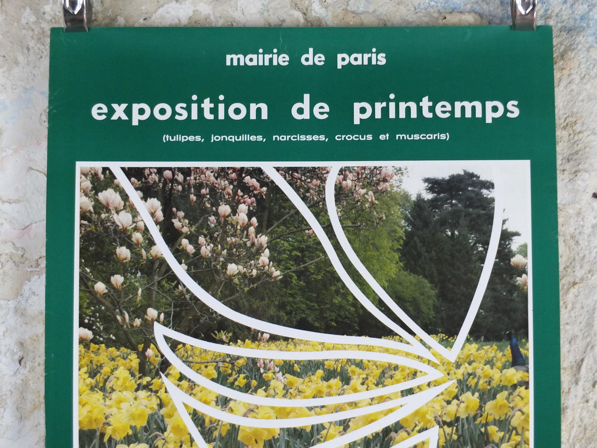 1980s Daffodils of Paris Poster, Spring Exhibition, Parc de Bagatelle Paris, Garden botanical flora plants blooms, wall art decor