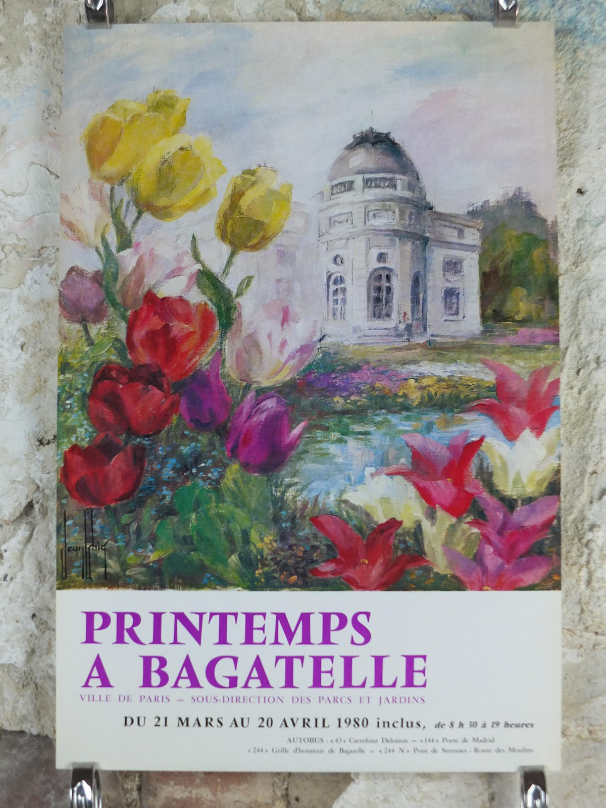 1980 Springtime in Bagatelle Poster, Tulips, Printemps a Bagatelle, Parc de Bagatelle Paris, Garden botanical flora blooms, wall art decor