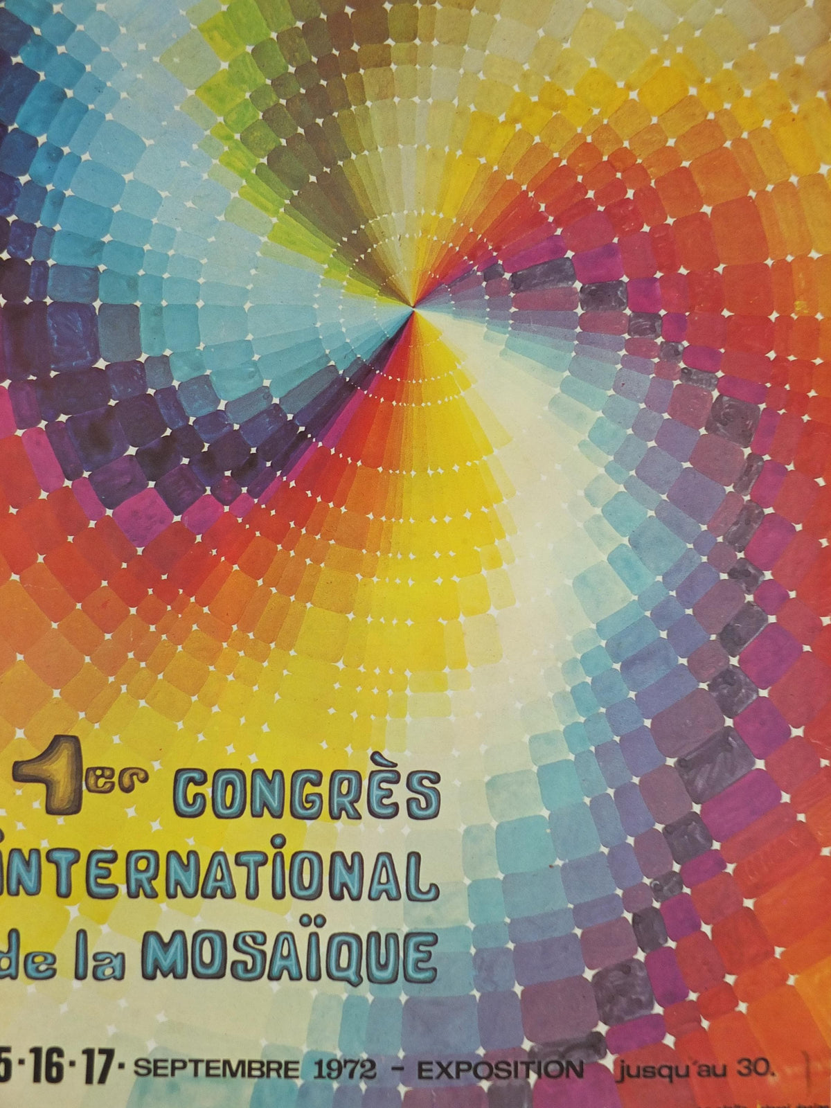 1972 1st International Mosaic Congress Poster, Palais des Congrès, Antibes, Advertising print, wall art retro decor