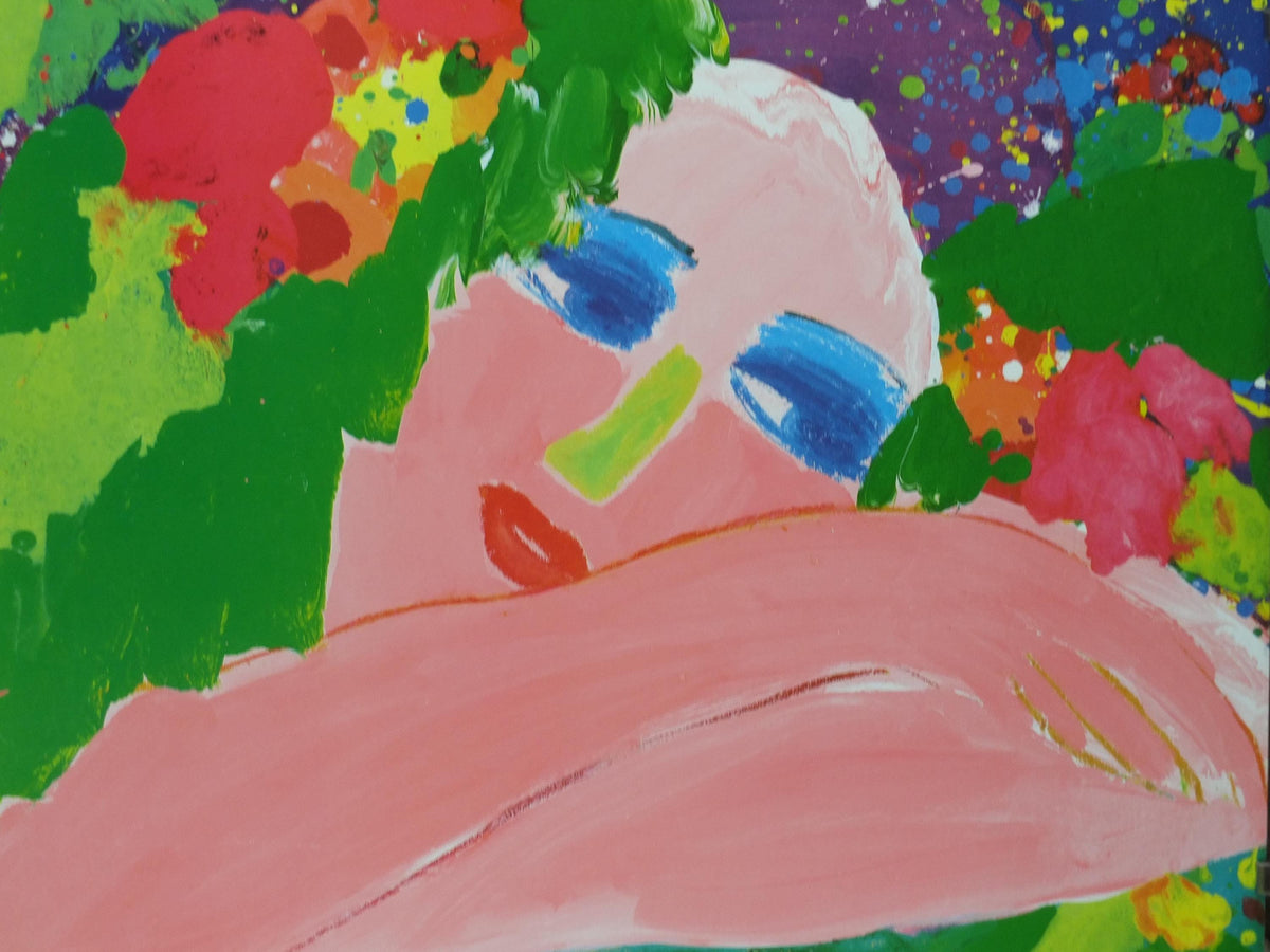 1990s Walasse Ting Poster, Modern Woman, I think of you, souvenez vous, colourful popular figuratism, pop art, gallery, wall art decor