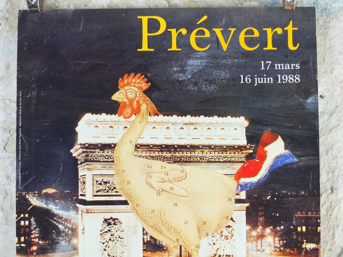 1988 Arc de Triomphe Paris Poster, Coq, French Cinema, Jacques Prévert, Palais de Tokyo, Fondation Maeght, wall art retro decor