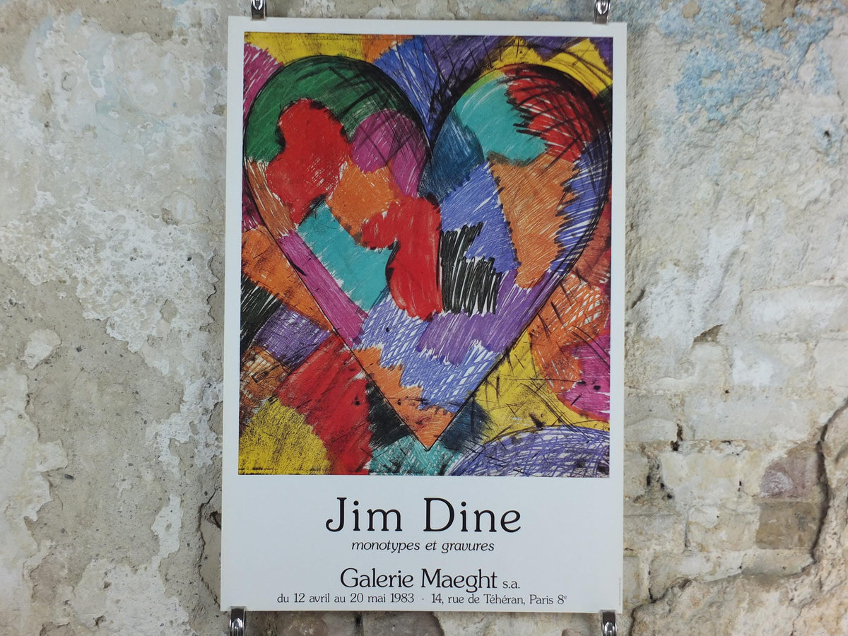 1983 Jim Dine Poster, Heart, Galerie Maeght, Pop Art and Neo Dada, gallery exhibition, wall art decor