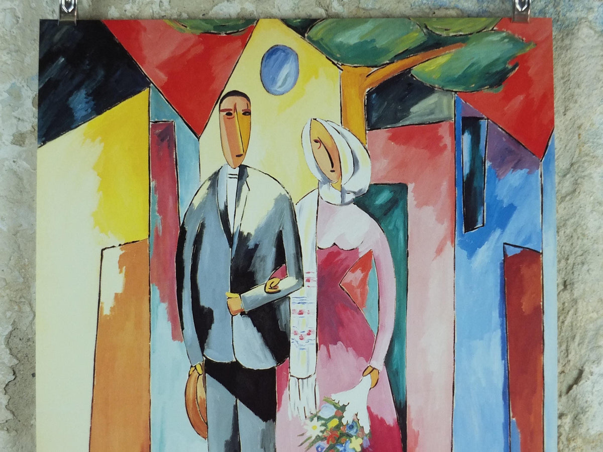 1988 Alberto Magnelli Poster, Les jeunes mariés, the married couple 1914, Abstract Expressionism, gallery exhibition wall art decor