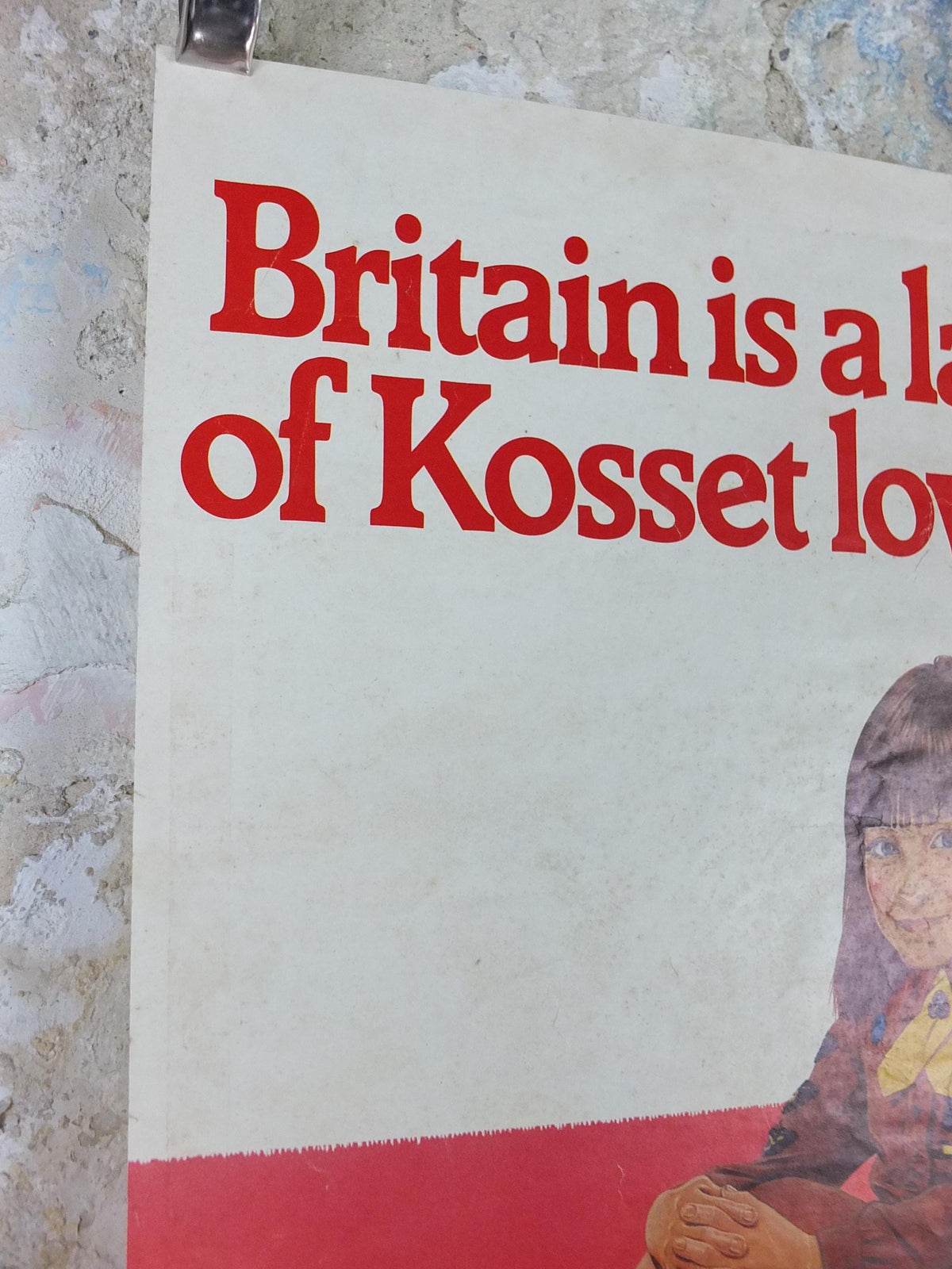 1970s Kosset Carpets Poster, White Persian Cat with Brownies / Girl Guide / Rainbows, wall art retro decor