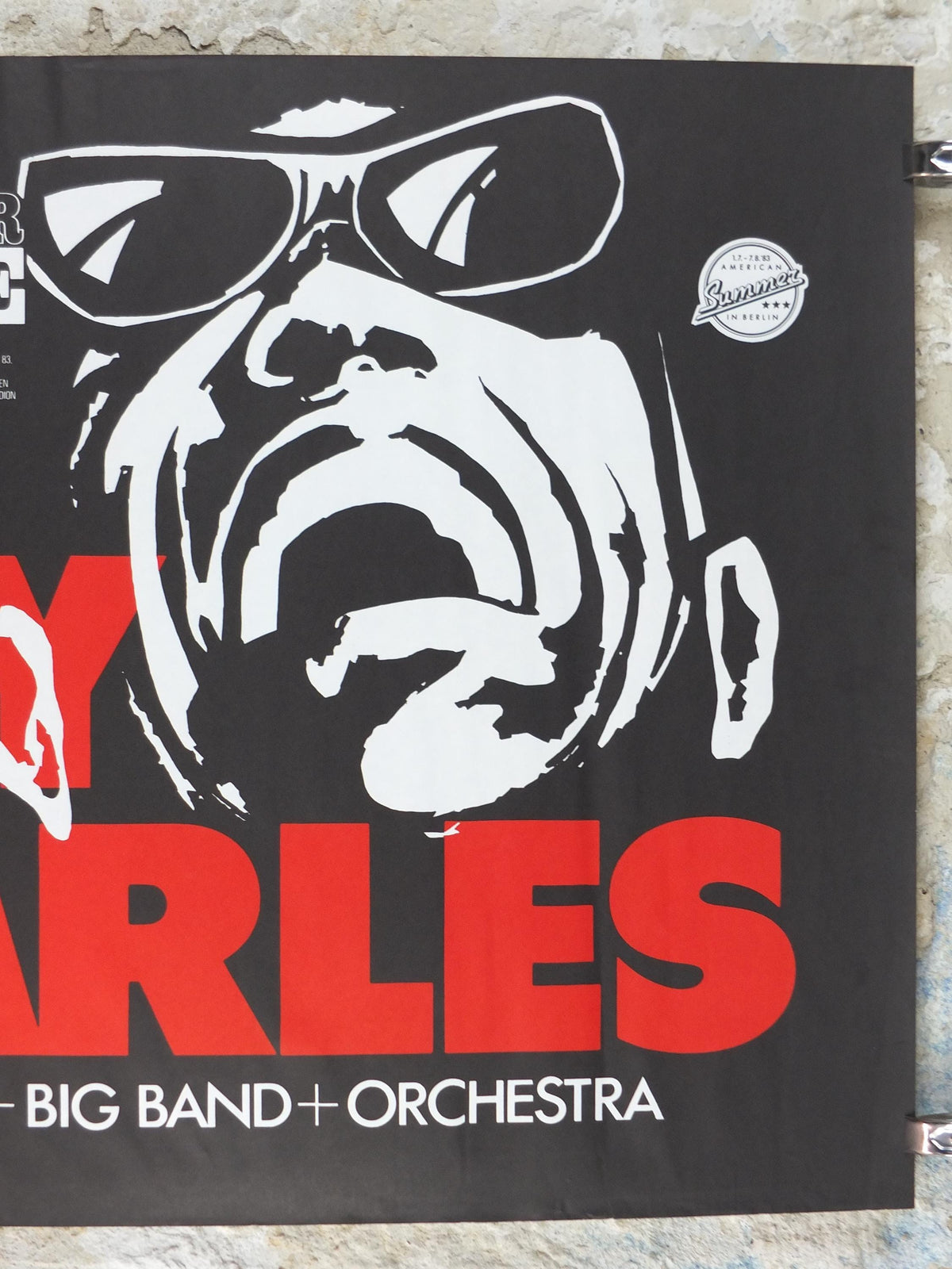 1983 Ray Charles Poster, American Summer in Berlin, Open Air Waldbühne, with The Raelettes + Big Band + Orchestra, Music wall art decor