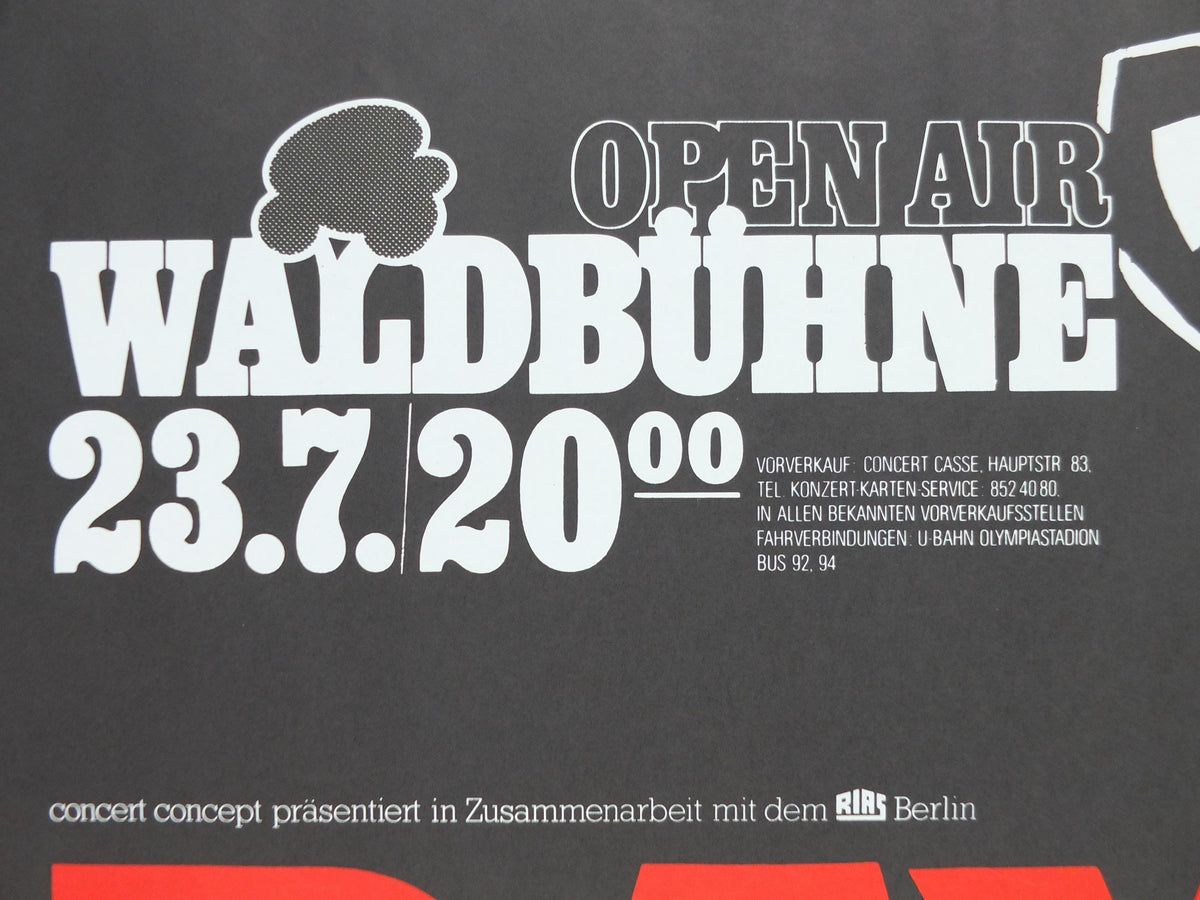 1983 Ray Charles Poster, American Summer in Berlin, Open Air Waldbühne, with The Raelettes + Big Band + Orchestra, Music wall art decor