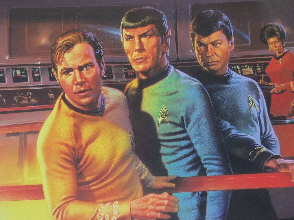 1992 Star Trek Crew Poster, USS Enterprise, by Drew Struzan, William Shatner, Paramount Pictures, wall art cinema film memorabilia