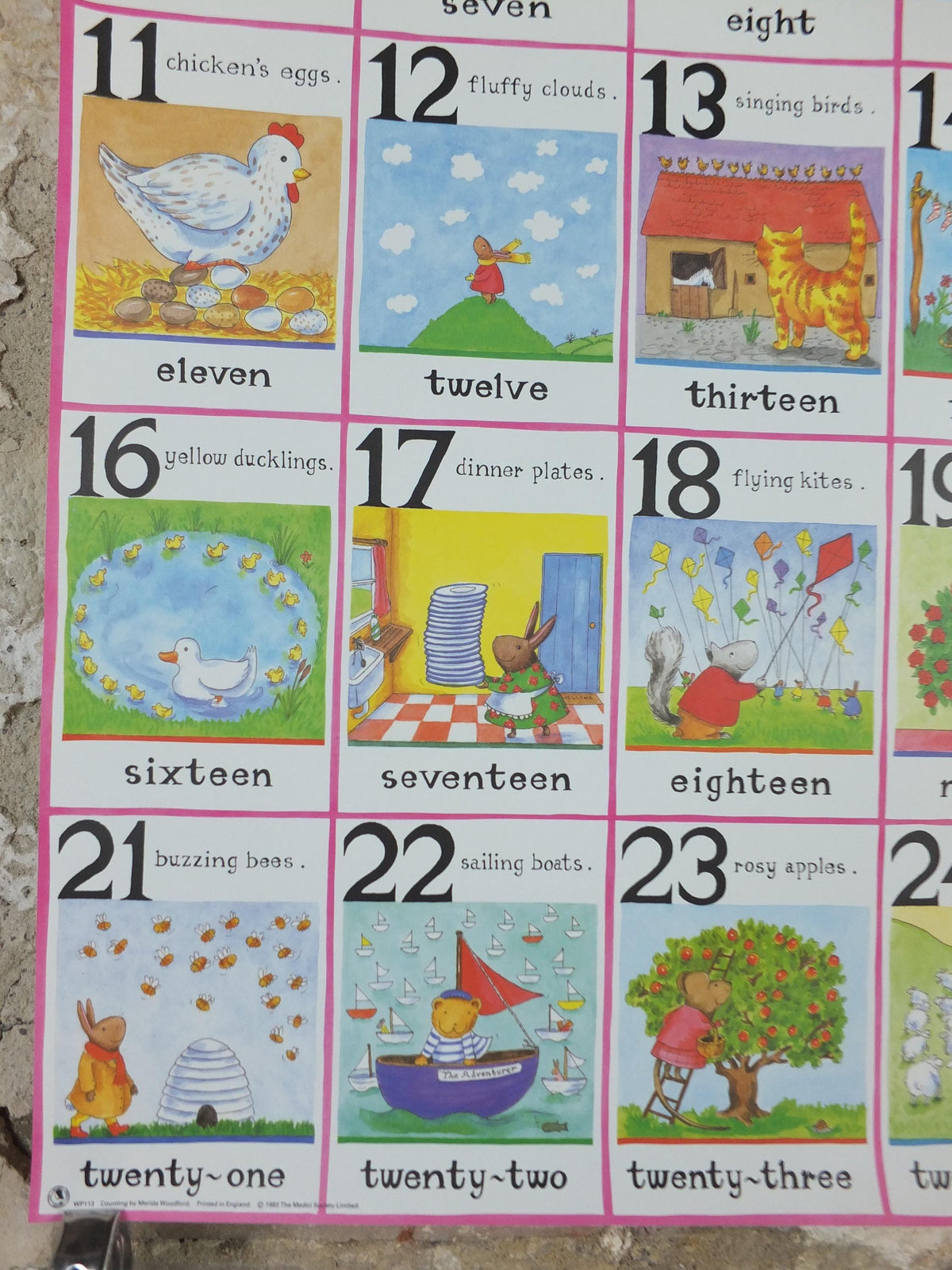1993 Nursery Numbers Poster, Counting by Merida Woodford, The Medici Society, wall art decor