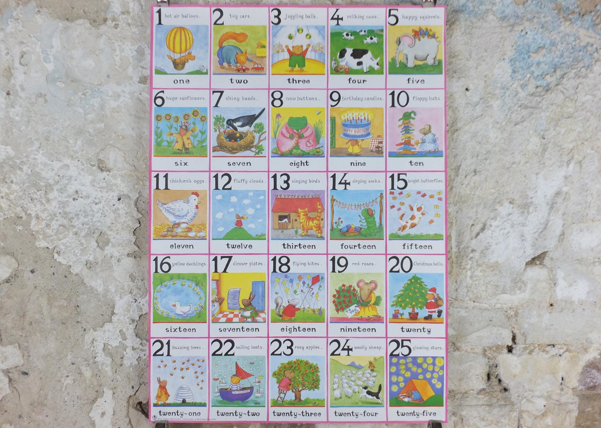 1993 Nursery Numbers Poster, Counting by Merida Woodford, The Medici Society, wall art decor