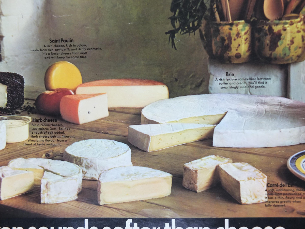 1970s Cheeses of France Poster, Fromages de France, Roquefort, Brie, Camembert, cheesemaking, kitchenalia wall art decor