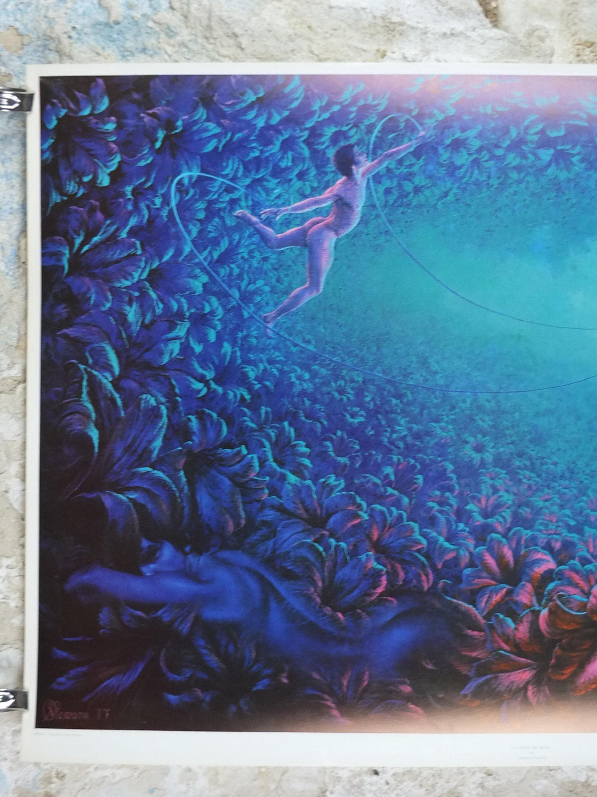 1977 Stephen Pearson Poster, Le Reve en Bleu, The Dream in Blue, British surrealist, wall art decor