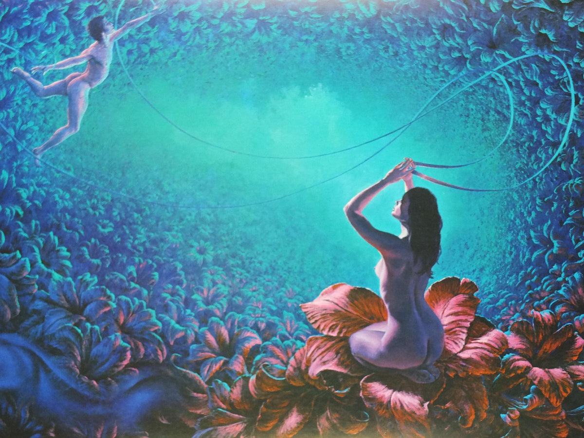 1977 Stephen Pearson Poster, Le Reve en Bleu, The Dream in Blue, British surrealist, wall art decor