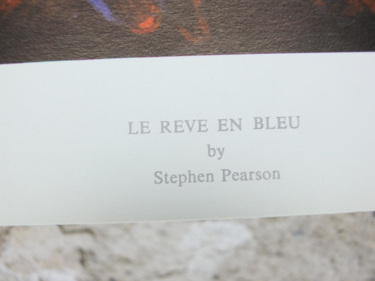 1977 Stephen Pearson Poster, Le Reve en Bleu, The Dream in Blue, British surrealist, wall art decor