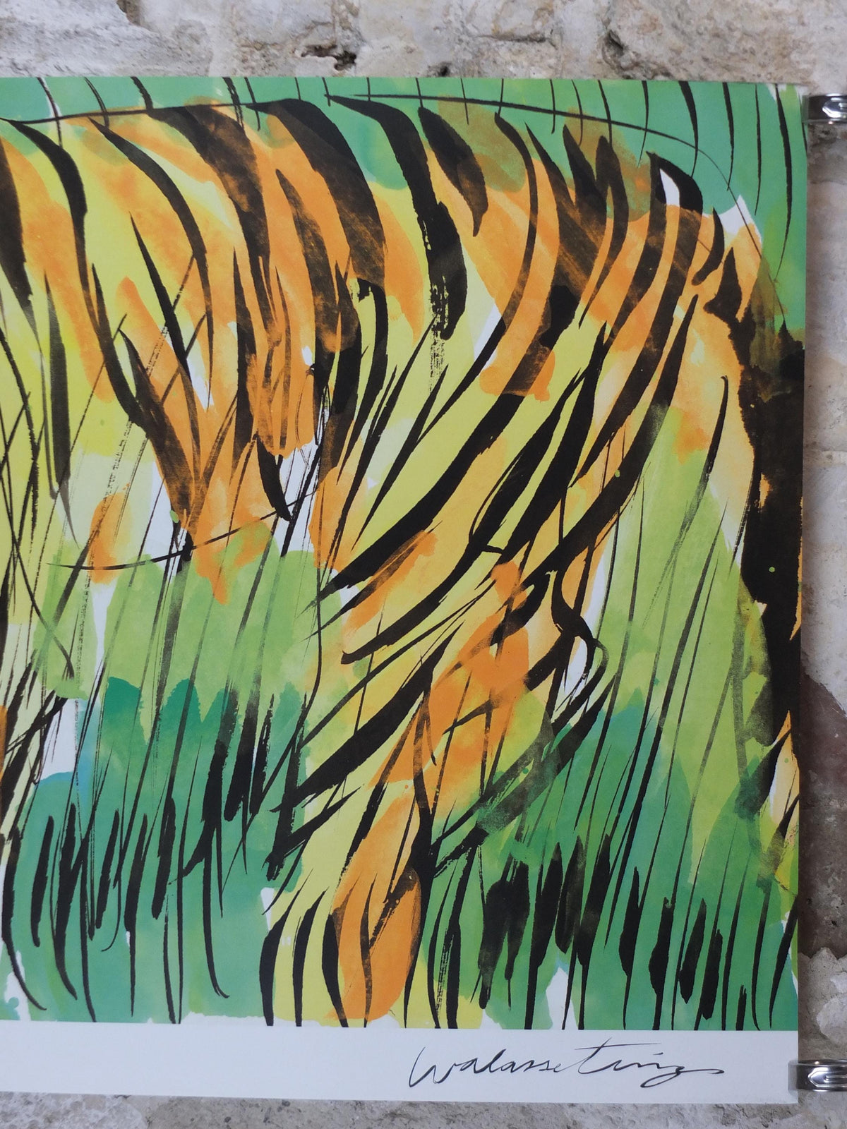 1991 Walasse Ting Poster, Tiger in long grass, colourful popular figuratism, pop art, gallery, wall art decor