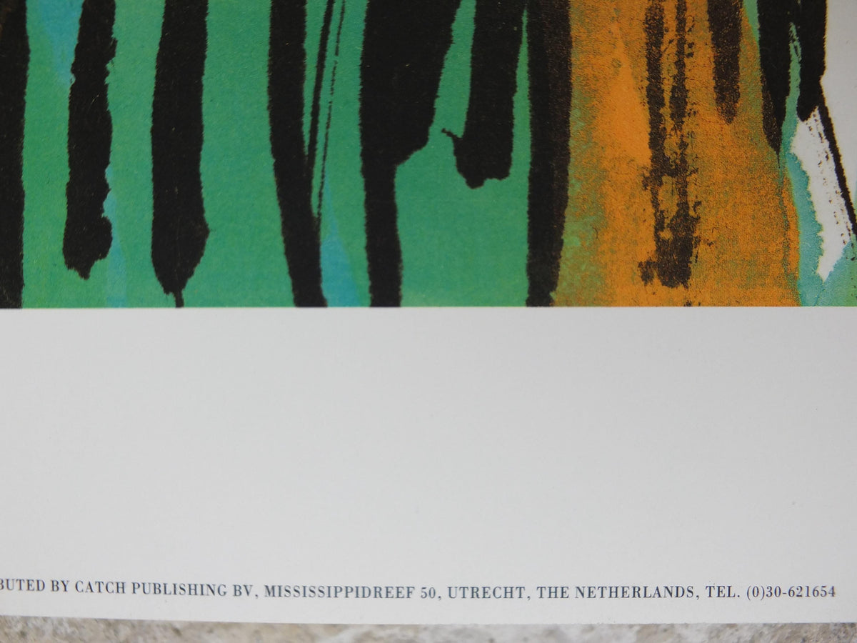 1991 Walasse Ting Poster, Tiger in long grass, colourful popular figuratism, pop art, gallery, wall art decor