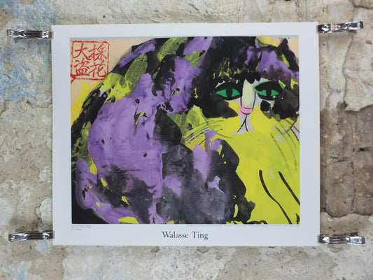 1989 Walasse Ting Poster, Purple Cat, colourful popular figuratism, pop art, gallery, wall art decor
