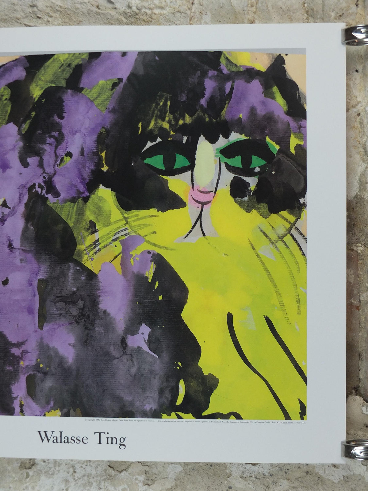 1989 Walasse Ting Poster, Purple Cat, colourful popular figuratism, pop art, gallery, wall art decor