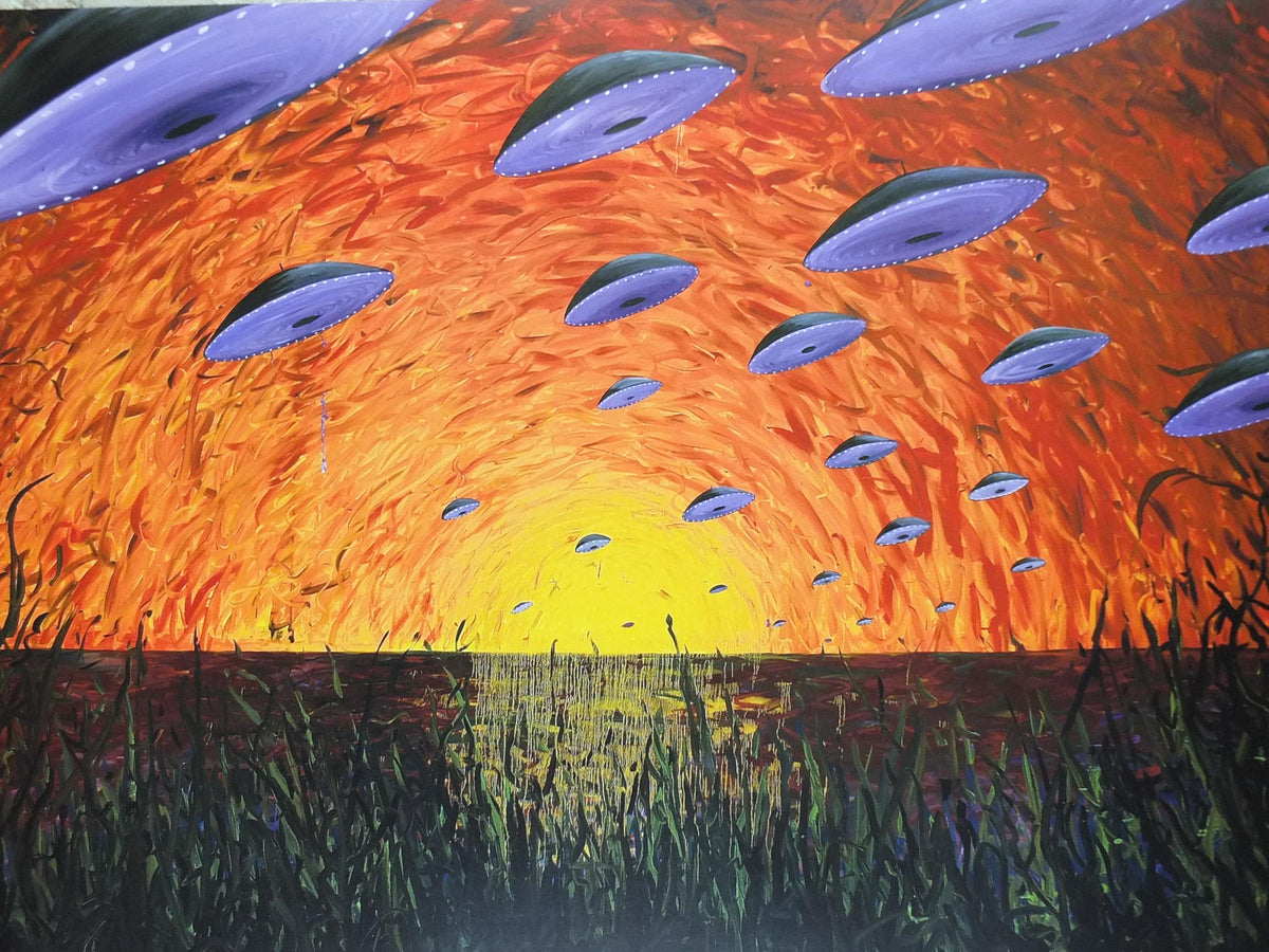 2008 Anders Brinch Poster, UFOs, Unidentified Flying Objects, Oxygen Islands, Science Fiction, pop art, gallery exhibition wall art decor