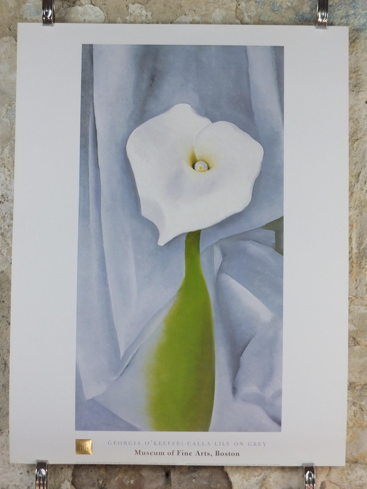 1998 Georgia O'Keeffe Poster, Calla Lily on Grey 1928, American modernism, Precisionism, gallery exhibition wall art decor