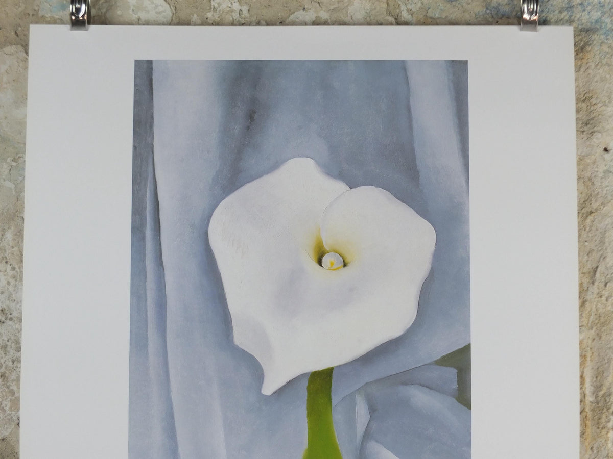 1998 Georgia O'Keeffe Poster, Calla Lily on Grey 1928, American modernism, Precisionism, gallery exhibition wall art decor