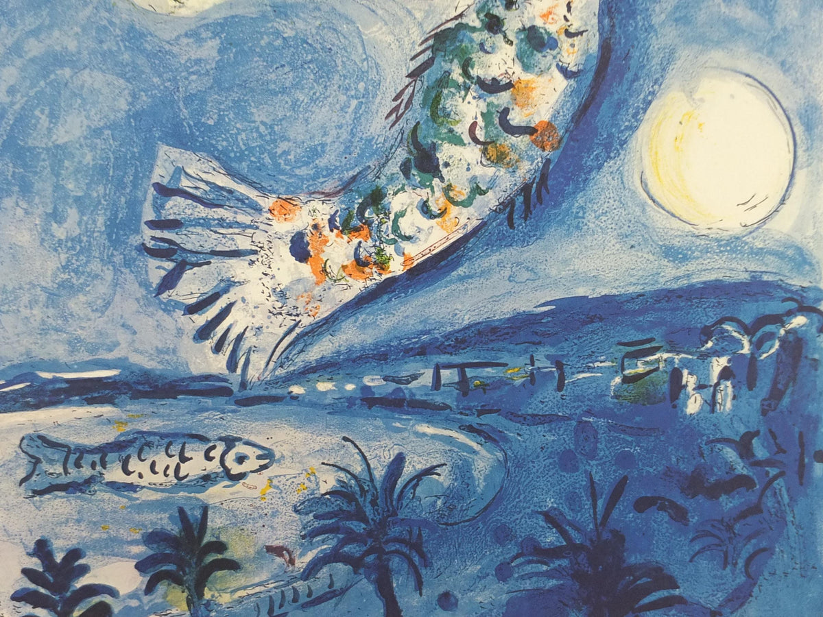 1962 Marc Chagall Poster, Nice Soleil Fleurs, La Baie des Anges, The Bay of Angels, Mermaid, Cubism Expressionism, Mourlot, wall art decor