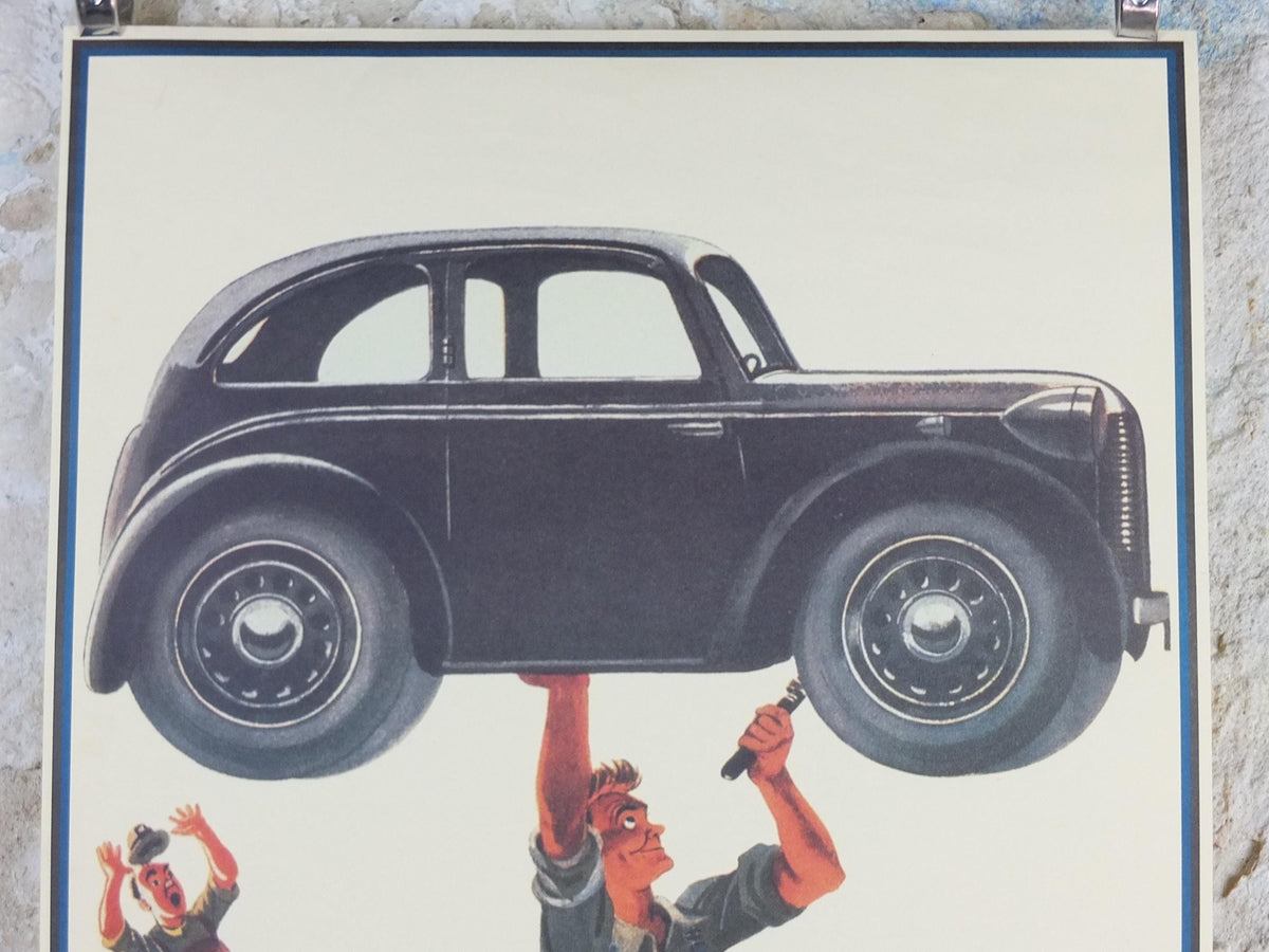 1990s Guinness for Strength Poster, from Guinness Museum, By John Gilroy 1945, mechanic fixing car with a Guinness, Wall art decor