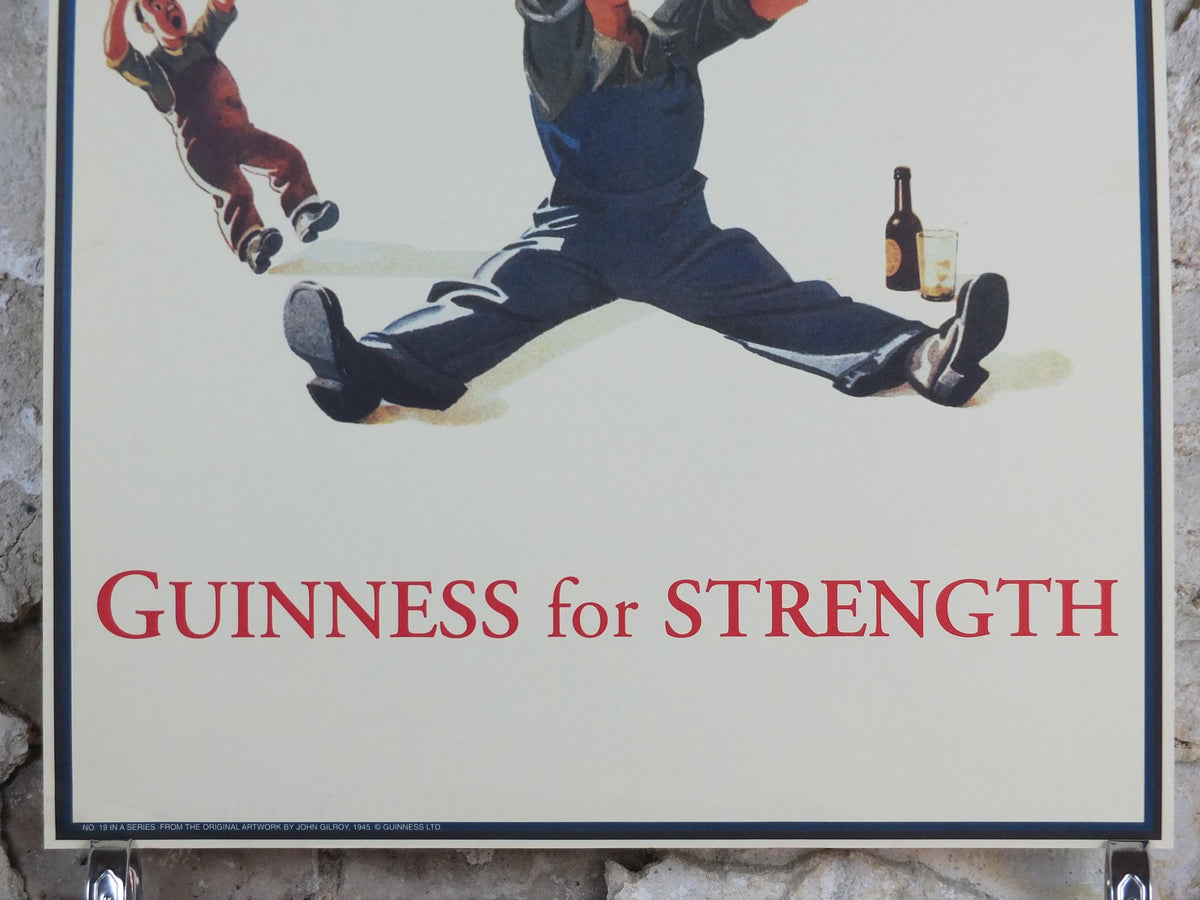 1990s Guinness for Strength Poster, from Guinness Museum, By John Gilroy 1945, mechanic fixing car with a Guinness, Wall art decor
