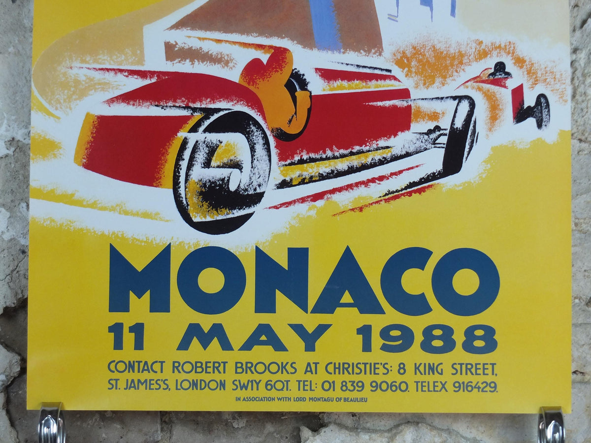 1988 Monaco Christies Poster, Alfa Romeo, Ferrari and Maserati auction advertising, retro sports car wall art decor