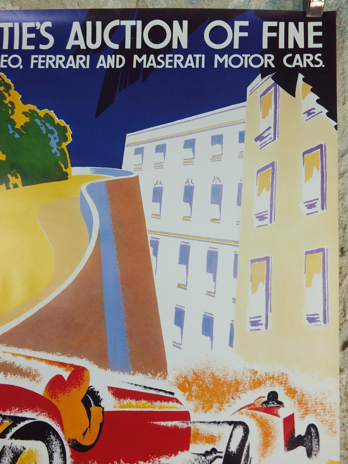 1988 Monaco Christies Poster, Alfa Romeo, Ferrari and Maserati auction advertising, retro sports car wall art decor