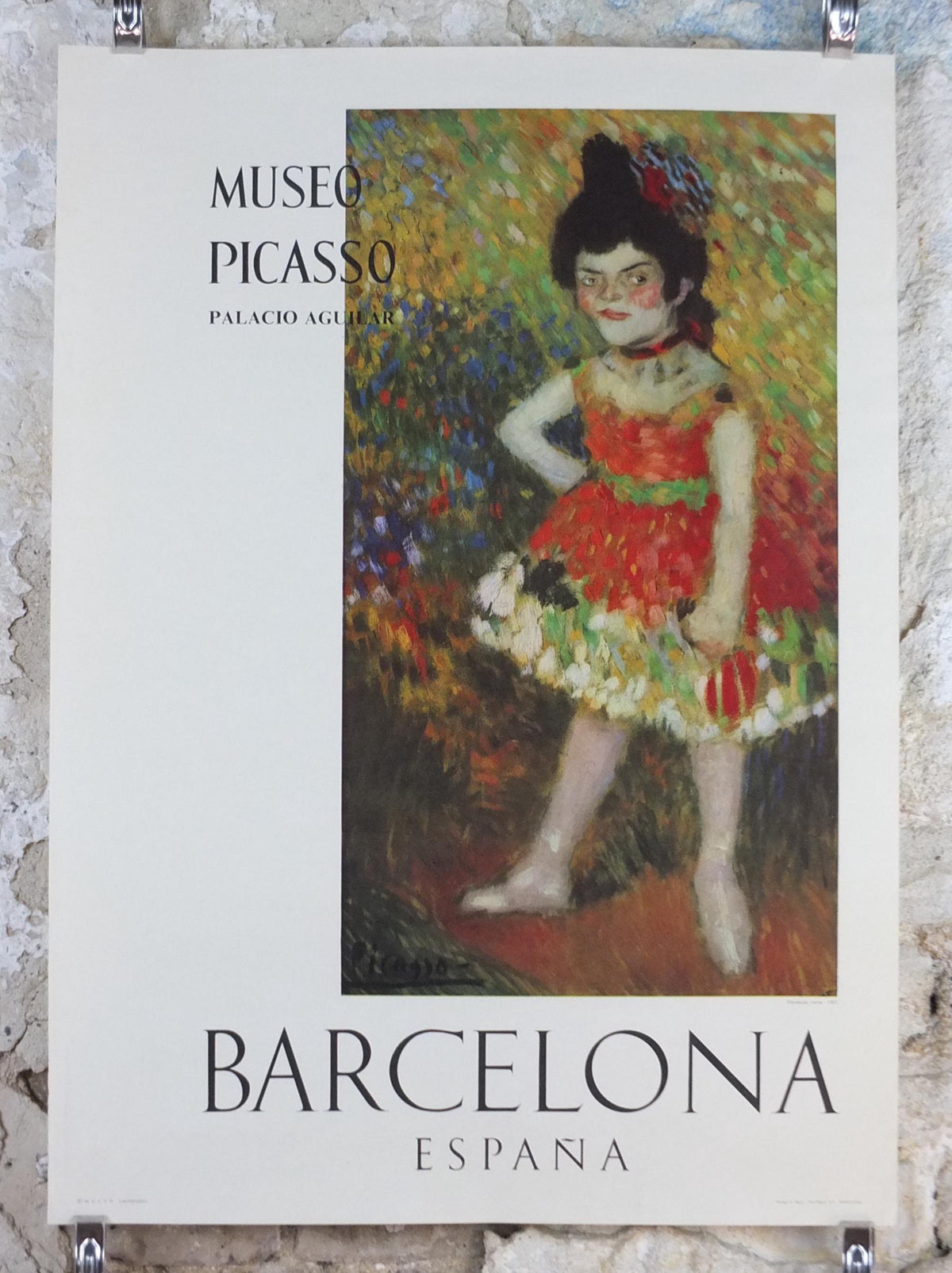 1966 Pablo Picasso Poster, The Dwarf Dancer, Danseuse Naine 1901, Blue period, Picasso Museum Barcelona, exhibition wall art decor