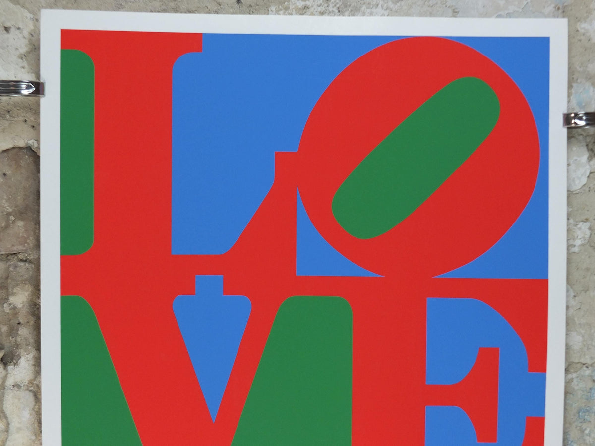 2002 Robert Indiana Poster, LOVE, Red - Blue - Green, Pop Art, Serigraph, Modernism, gallery wall art decor