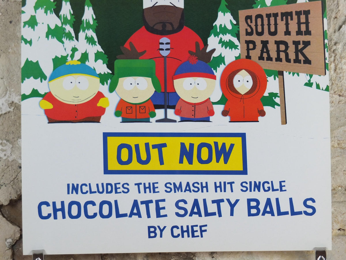 1998 South Park Poster, Chocolate Salty Balls, Chef Aid, Isaac Hayes, Trey Parker and Matt Stone, Cartoon Network, print wall art decor