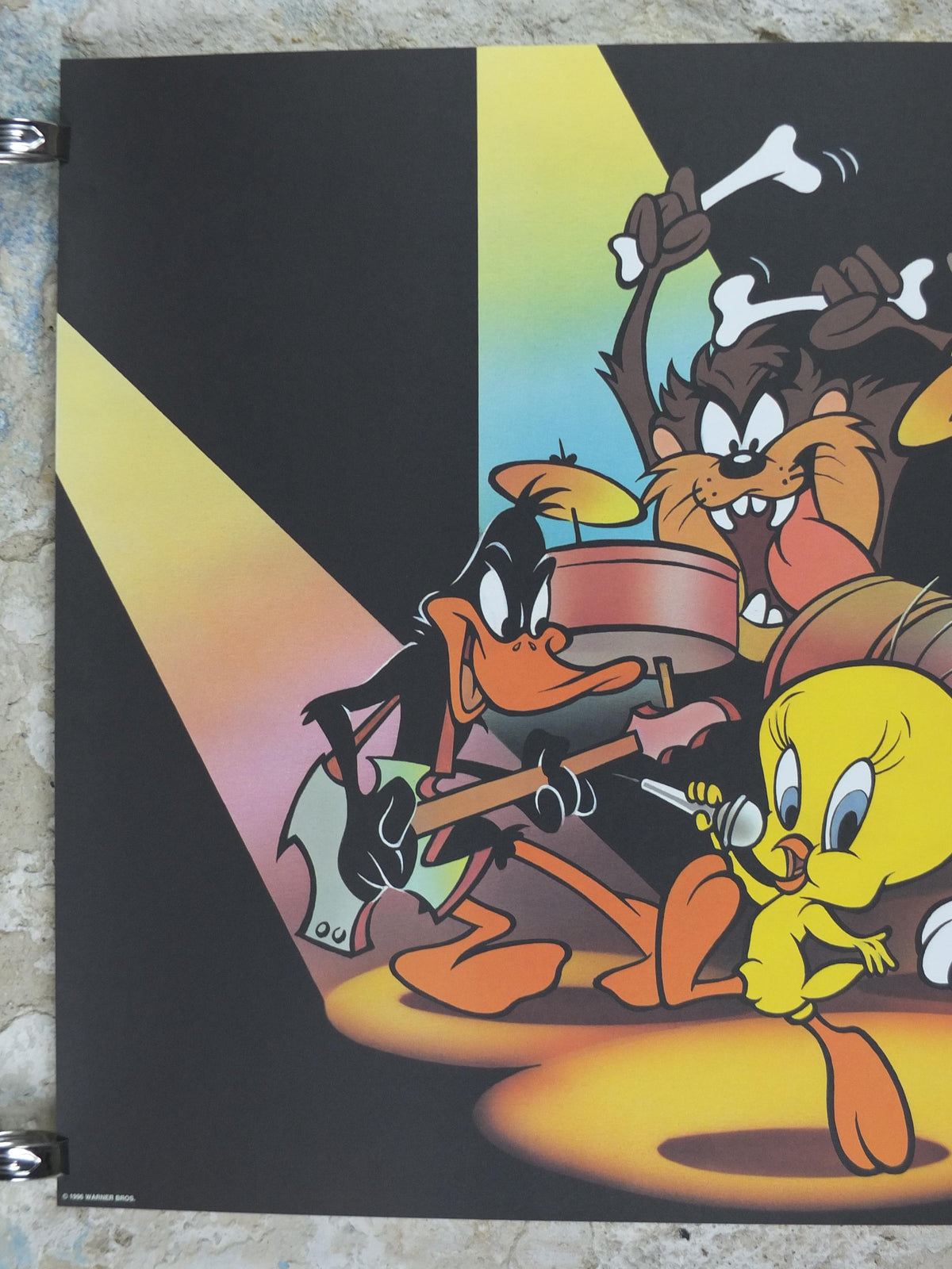 1995 Looney Tunes Band Poster, Tweety Bird, Daffy Duck, Bugs Bunny, Taz, Looney Tunes Merrie Melodies by Warner Bros, cartoon wall art decor