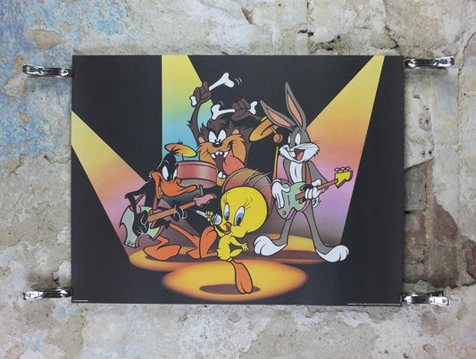 1995 Looney Tunes Band Poster, Tweety Bird, Daffy Duck, Bugs Bunny, Taz, Looney Tunes Merrie Melodies by Warner Bros, cartoon wall art decor