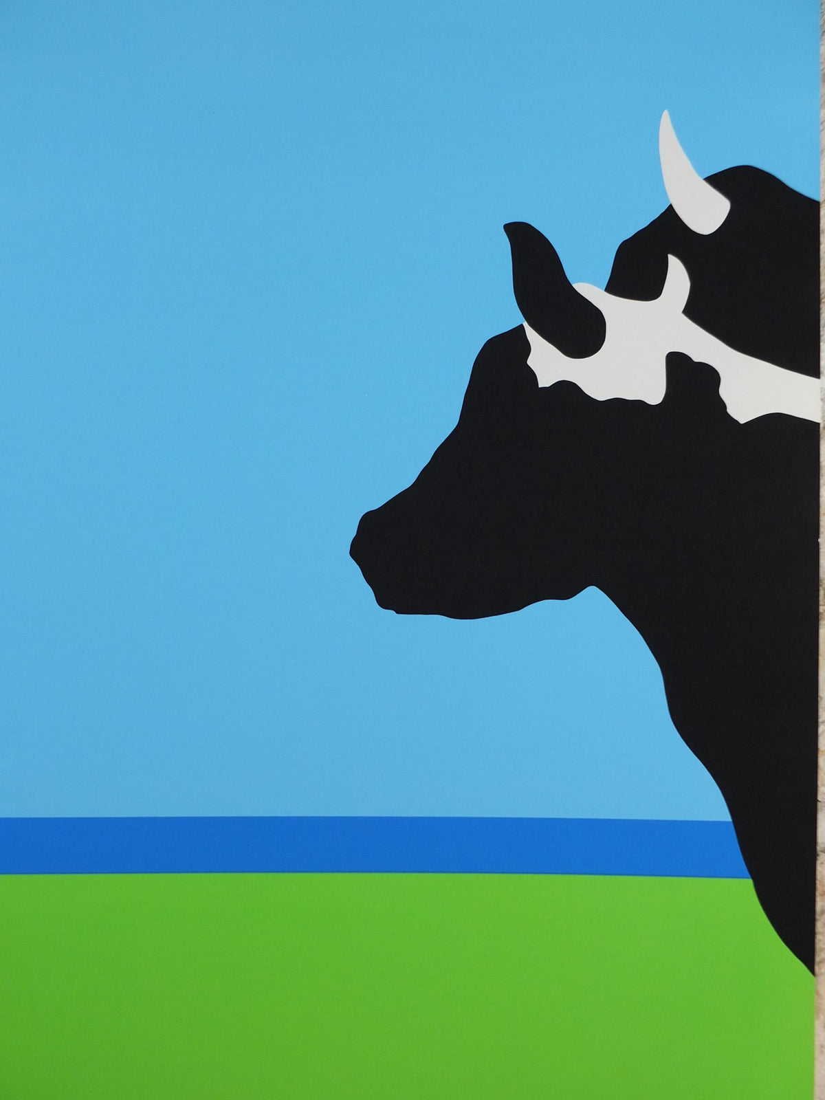 1977 Livestock Poster, Cows and Steers, Beef, Ole Kortzau, Cows on Vejlerne, artist gallery exhibition, wall art decor