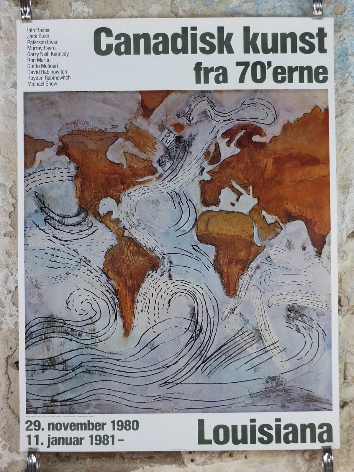 1980 Paterson Ewen Poster, Ocean Currents 1977, Louisiana, Phenomscapes, Plywood Expressionism, gallery exhibition, wall art decor