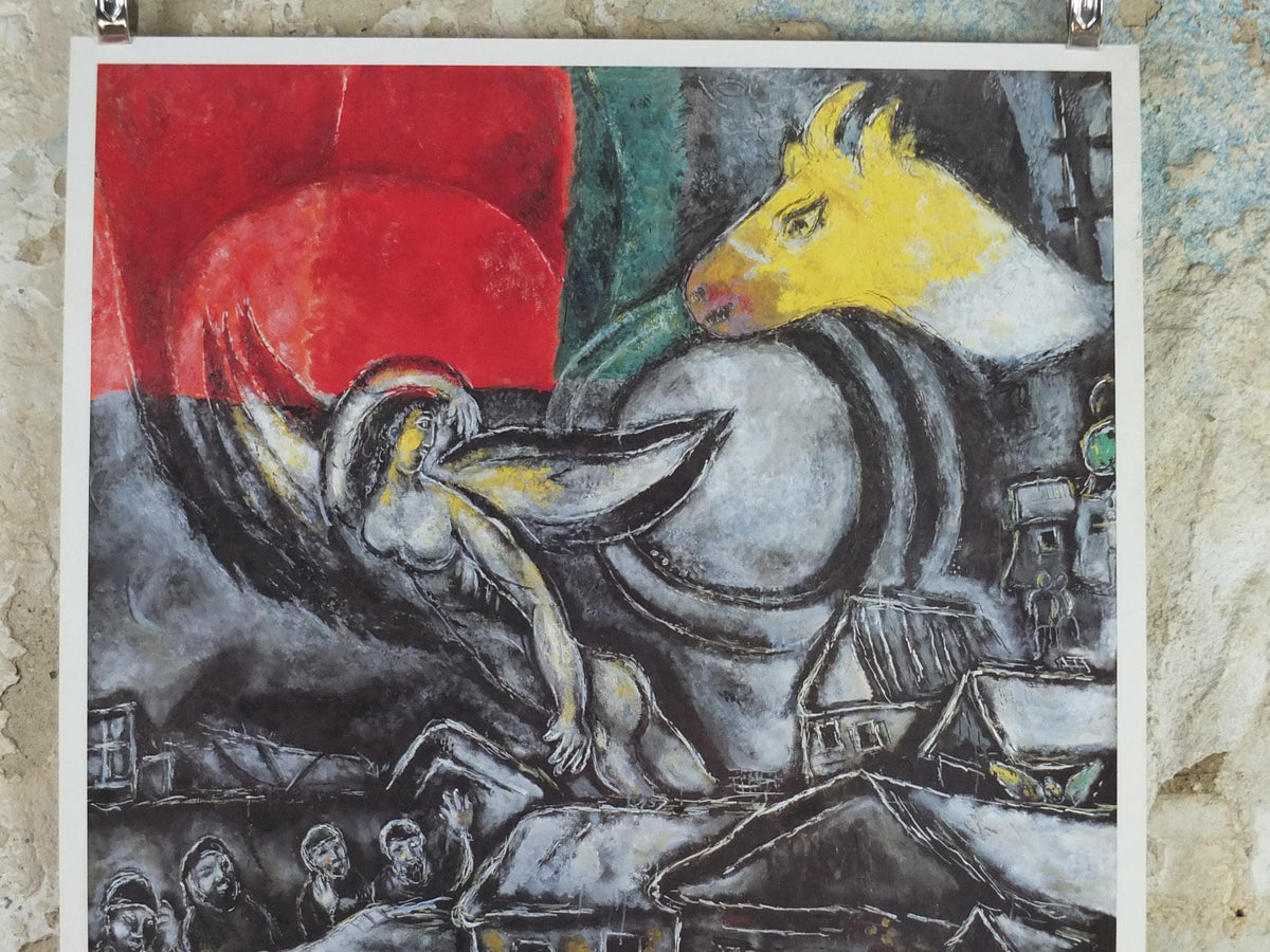1990 Marc Chagall Poster, Easter or Passover 1968, Les Pâques, Louisiana, expressionism & cubism, gallery exhibition, wall art decor