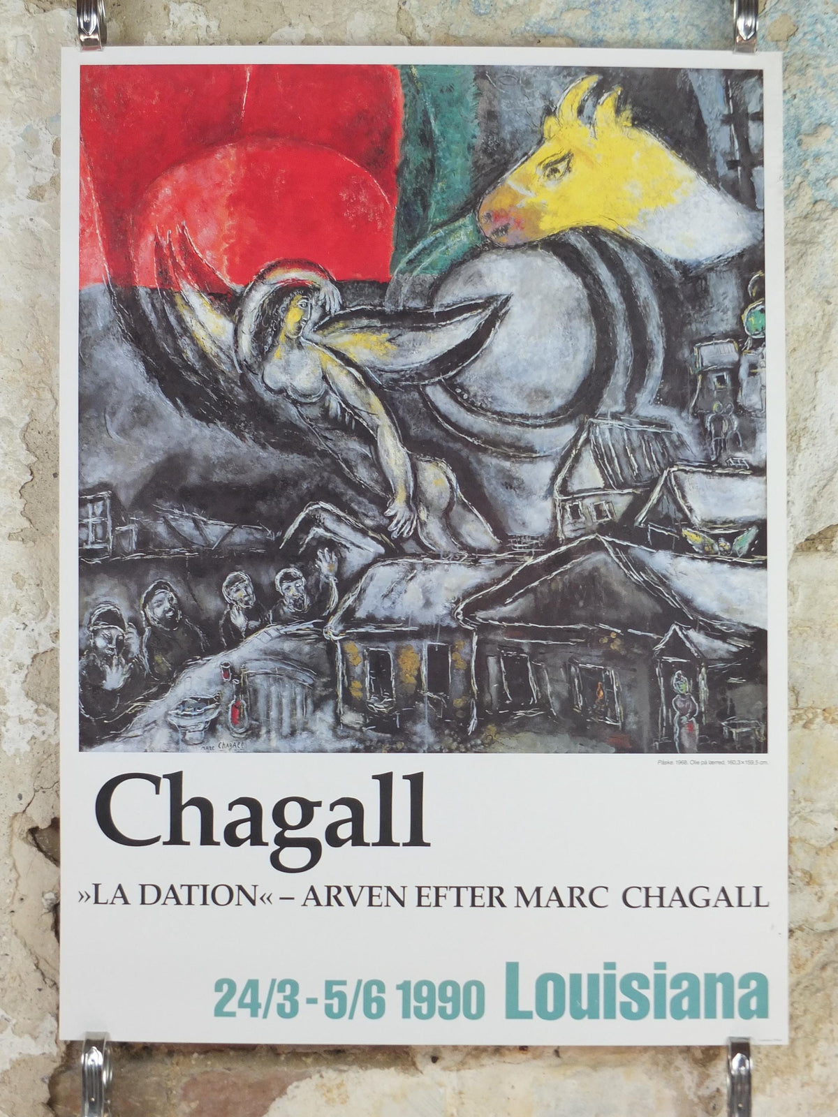 1990 Marc Chagall Poster, Easter or Passover 1968, Les Pâques, Louisiana, expressionism & cubism, gallery exhibition, wall art decor